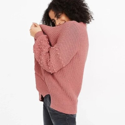 Madewell Bobble Cardigan Sweater Women's XS Dusty Rose Pink