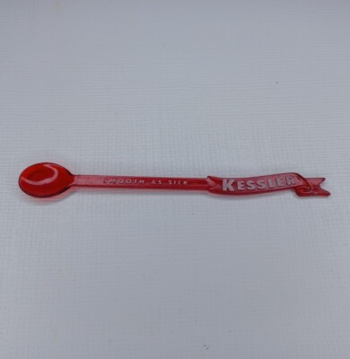 Kessler Smooth As Silk Whiskey Swizzle Stick Spoon Stir Red Plastic