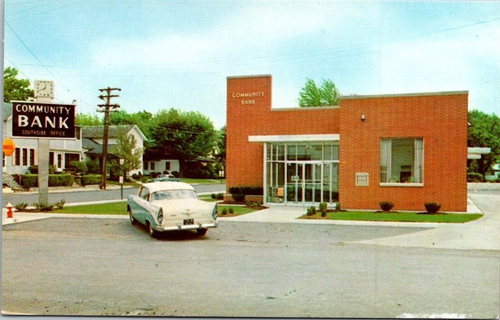 The Community Bank Napoleon Ohio Postkarte Chrom altes Autoschild
