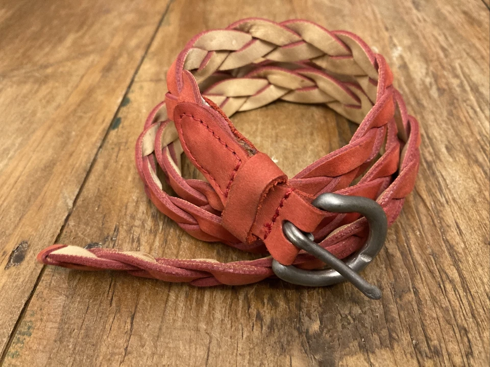 Винтажный сделано в Англии седло английский красный кожаный плетеный ремень размер L - Изображение 2 из 2