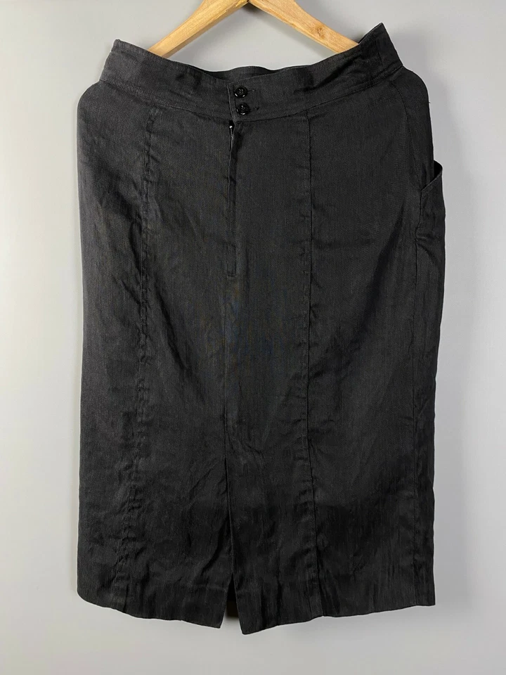 Falda de lino negra ultra rara vintage FENDI 365 FF para mujer de colección talla 48 Foto 2 de 4