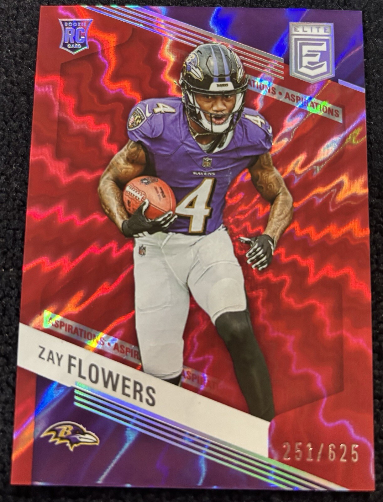 2023 Panini Donruss Elite - Rookies Aspirations Shimmer Zay Flowers /625 (RC)