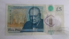Collectable / Rare Five pounds note with unusual serial number AC14 717777