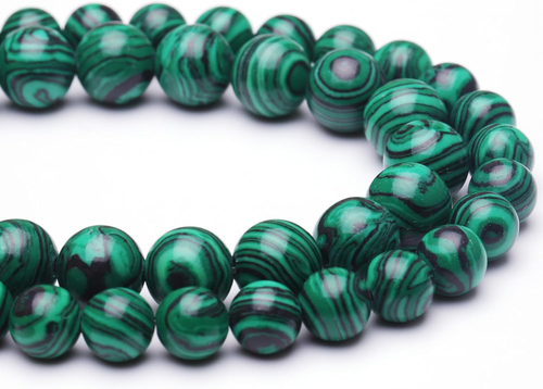 8Mm Natural Stone Beads for Jewelry Making,Green Malachite Polished Smooth round - Picture 2 of 4