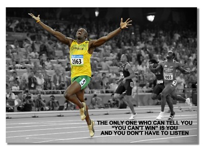 Usain Bolt 2a Lightning Jamaican Sprinter Poster Motivation Zitat Sport Only One