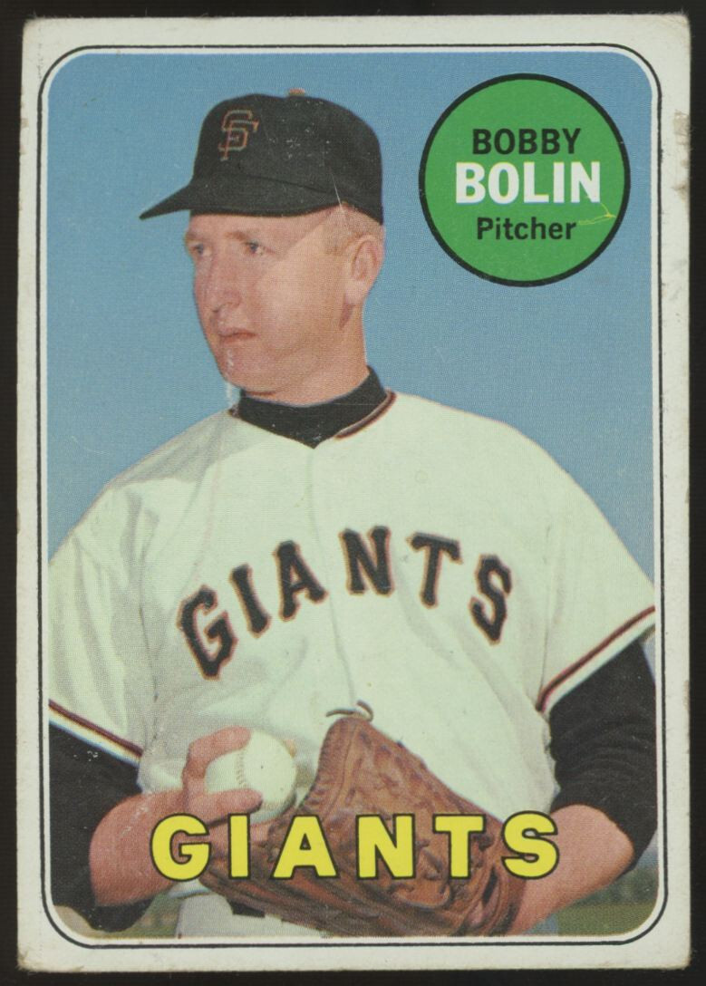 1969 Topps White Letter Bobby Bolin #505 Good Condition with Crease