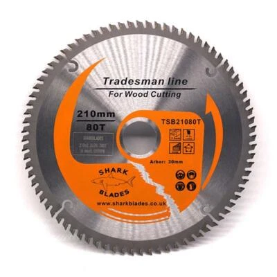 Shark Blades Circular saw blade 210mm x 80T fits Dewalt Bosch Makita Evolution