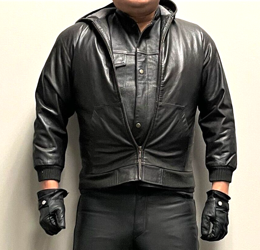 Gap Teen Brown Genuine Leather Hoodie Jacket Size XXL | eBay