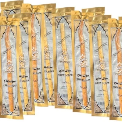 (10 Pack) Thin Sewak Al-Falah Miswak Natural Toothbrush Oral Daily Comfort