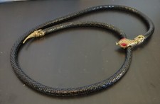 Vintage Black Mesh And Gold Snake Red Eyes Necklace Belt Adjustable UNIQUE RARE