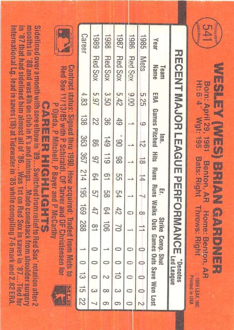 1990 Donruss #541 Wes Gardner NM-MT Red Sox | eBay