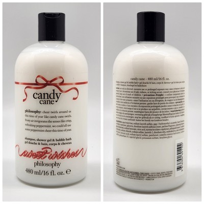 CANDY CANE Peppermint PHILOSOPHY 3 IN 1 Shampoo Shower Gel Bubble Bath 16 fl oz