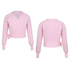 Langarm Kinder Mädchen Ballettjacke Wickeljacke Bolero Oberteil Wärmende 98-140