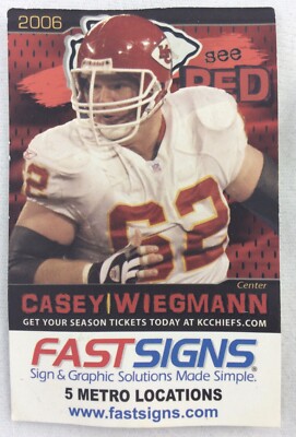 NFL 2006 Kansas City Chiefs Pocket Football Schedule Card-FastSigns, Wiegmann