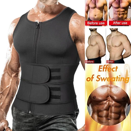 Herren Sauna Thermo Schweiß Taille Trainer Tank Top Weste Anzug Body Former Gürtel Korsett - Bild 1 von 31