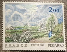 Timbre 2136b - C. Pissarro - Variété arbres du milieu verts - 1981