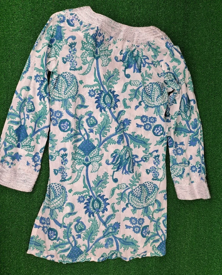 Roberta Roller Rabbit Tunic Casa Kurta Amanda PiPi Blue Printed Women's XS NEW  - Image 2 of 4