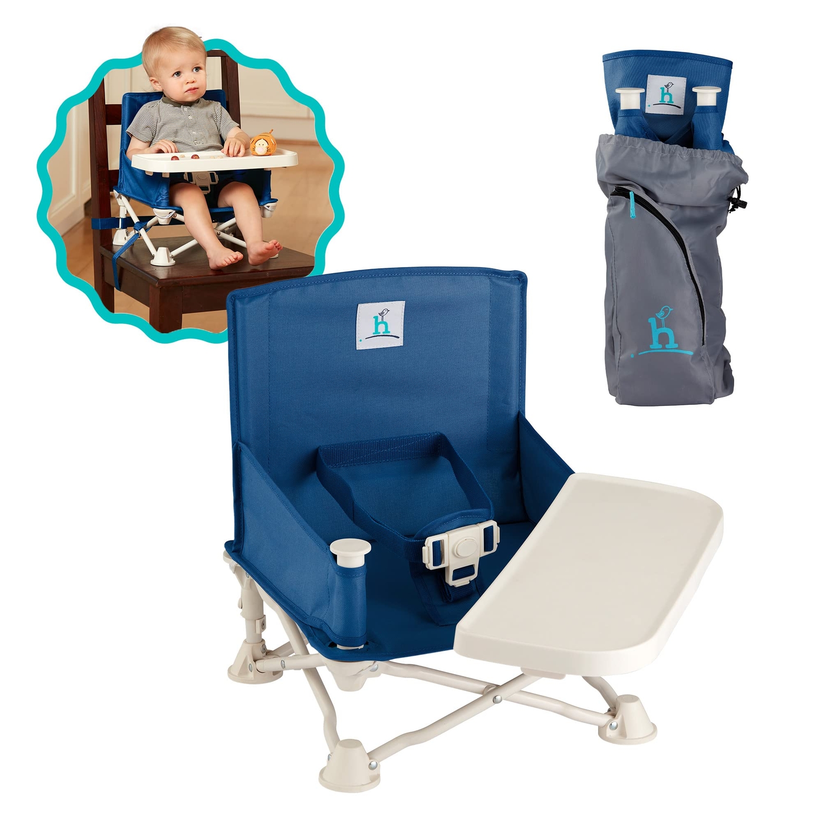 hiccapop OmniBoost Travel Booster Seat with Tray for Baby Folding Portable Baby