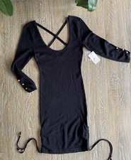 Guess S dress jet black knit sexy bodycon A 996 Stretchy, New