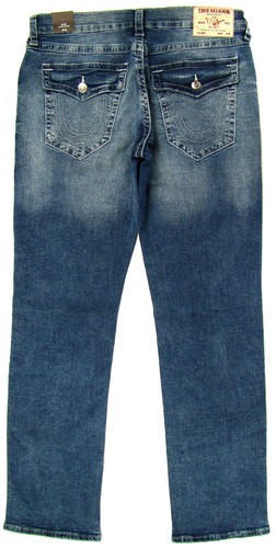True Religion Mens RICKY 36 x 34 Jeans W/Back Pocket Flaps Medium Blue Relaxed - Picture 2 of 6