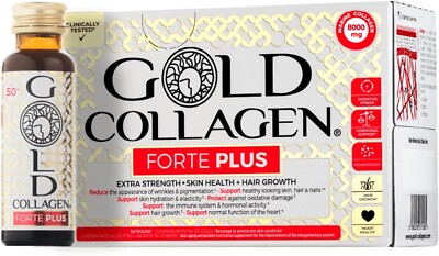 Gold Collagen Forte Plus Men Women Biotin 50+ Haut Haar Nagel Ergänzung 10 x50ml