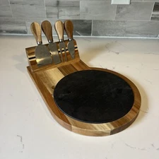 New High End Cheeseboard With Magnetic Utensil Holder with Removable Slate Tray