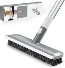 Floor Scrub Brush with Long Handle 51" -2in-1 Scrub N Scrape- Strong Extendable 