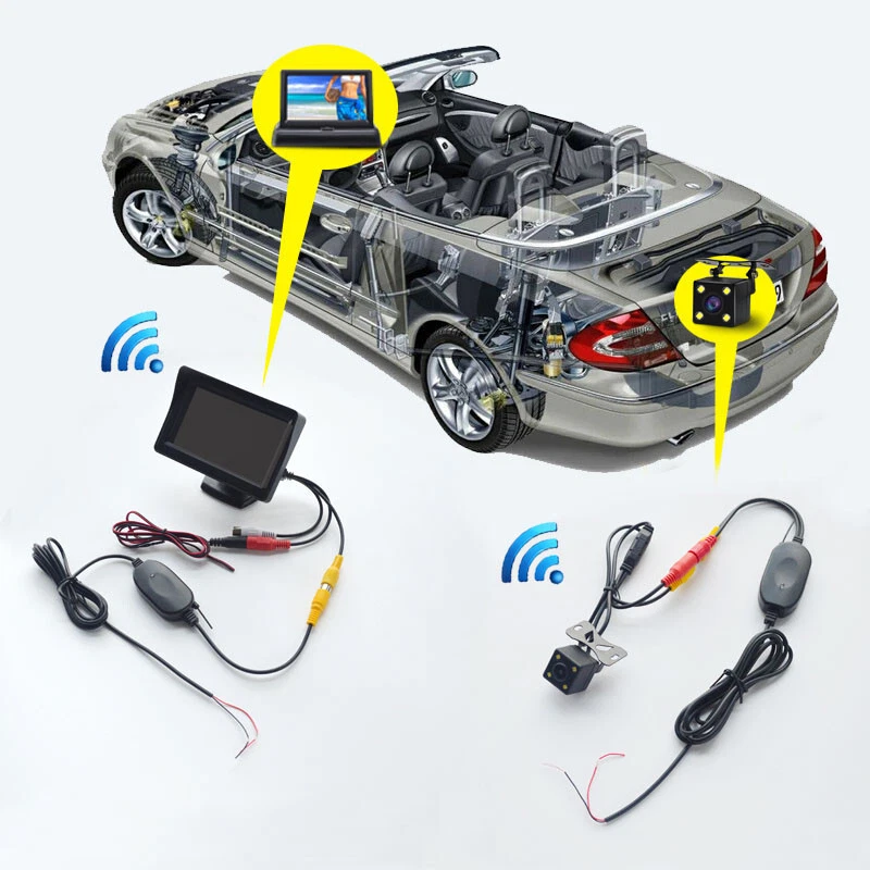 Wireless Car Rear View Backup Camera 7LEDs Night Vision +4.3" LCD Mirror Monitor - Image 2 of 4