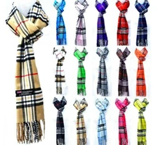 Winter Check Plaid Tartan Warm Wool Scotland Made 100% Cashmere Scarf Scarves