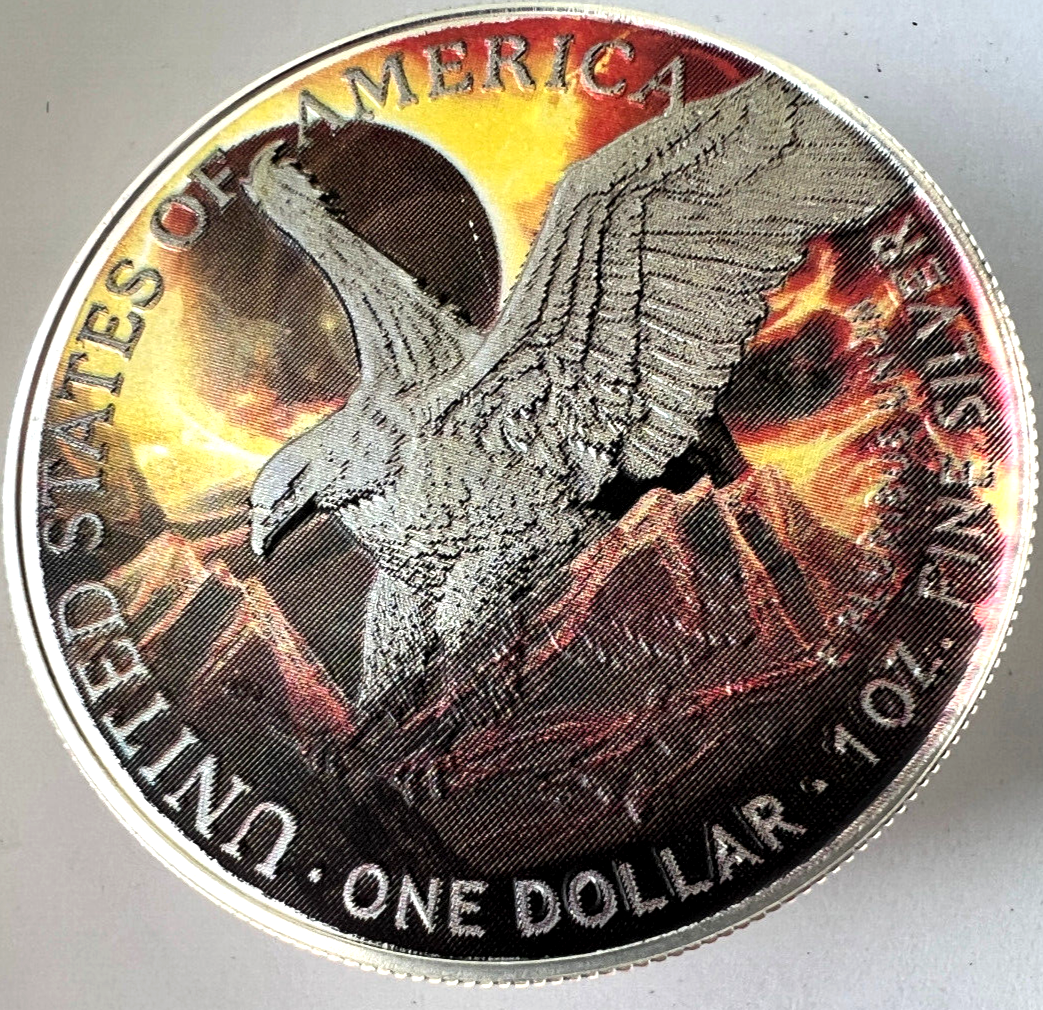Beautiful Solar Eclipse Colorized American Silver Eagle 1oz 99% Silver Gift  Coin | eBay