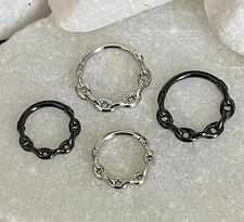 1pc Linked Chain Style Hinged Segment Ring Septum Clicker 316L Surgical Steel