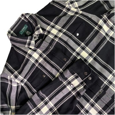 Lauren Ralph Lauren Black Plaid Button Down Shirt Shacket 100% Wool Size Large