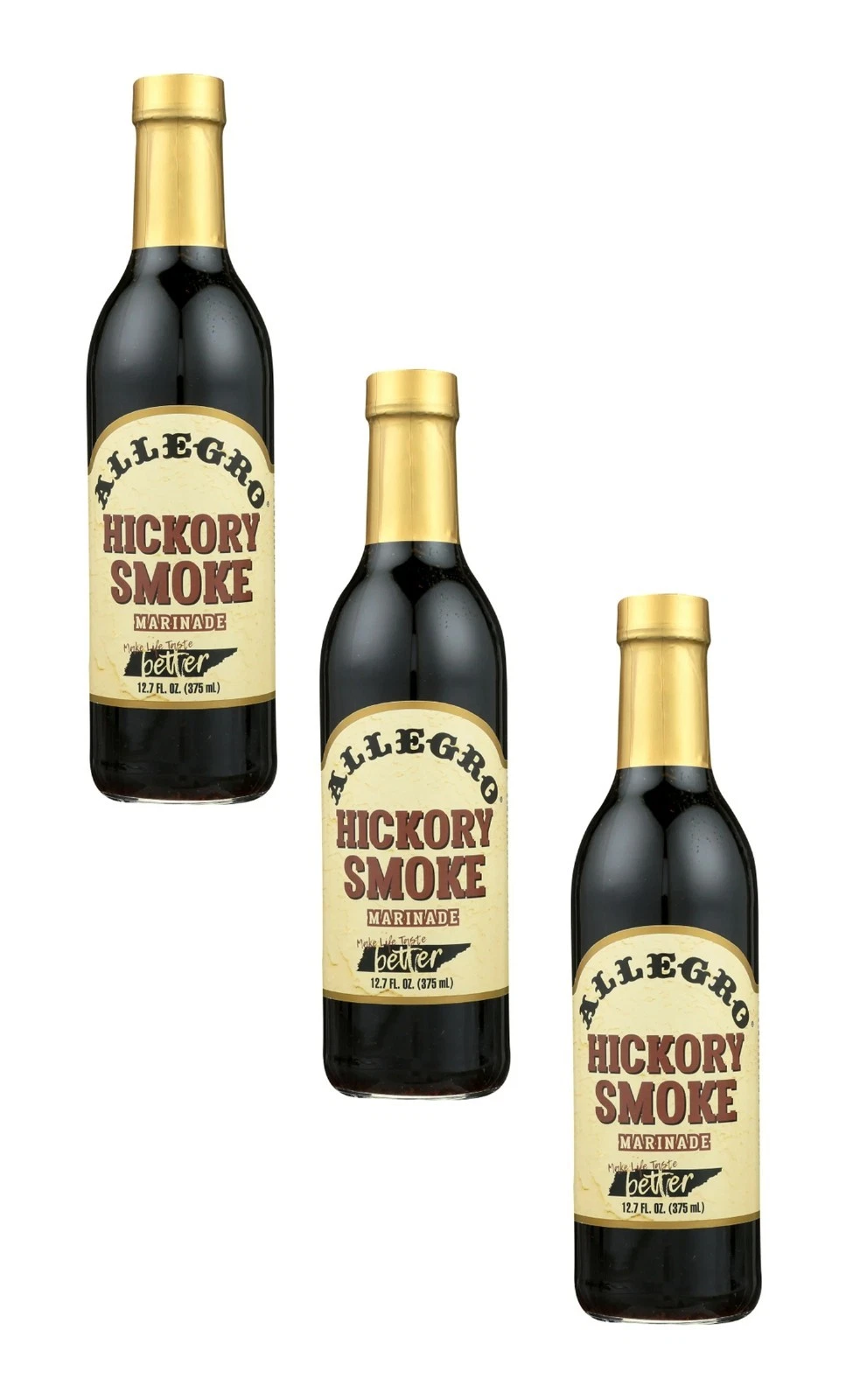 3-Pack Allegro Hickory Smoke Marinade 12.7 oz -Rich Smoky Flavor Meat Tenderizer