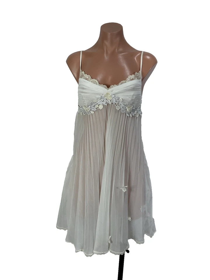 Vera Wang Babydoll Peignoir Conjunto Bata Vestido Coqueta Transparente Hada Camisón PinUp Foto 2 de 4