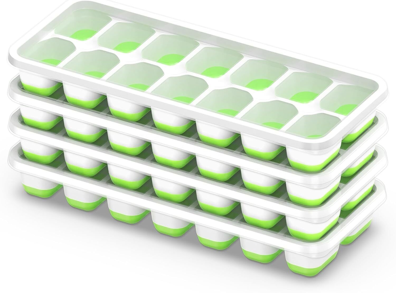 Ice Cube Tray with Lid, 4 Pack Durable Stackable Ice Cube Trays for Freezer with