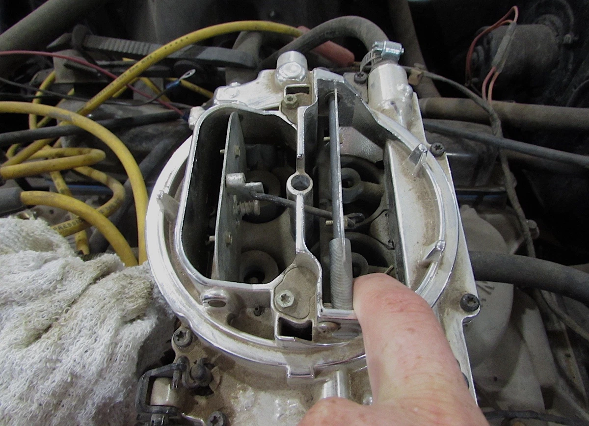 Carburetor choke opened for inspection