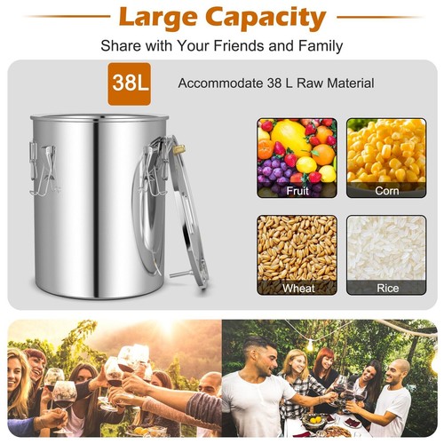 3 Pots 38L Stainless Steel Water Alcohol Distiller Moonshine Still Distiller