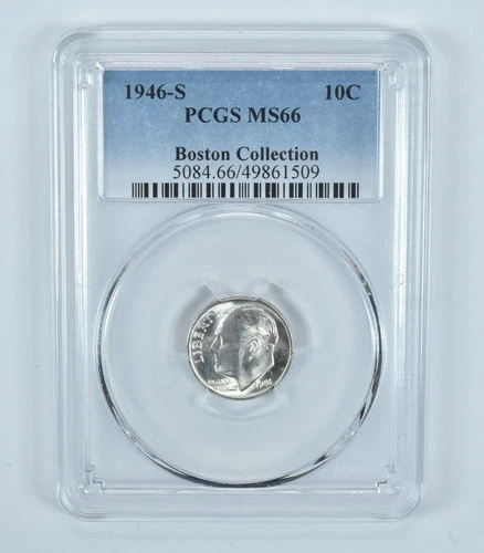 1946-S Roosevelt Dime Boston Collection MS66 PCGS Blue Label