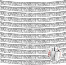 12 Pack 10 Feet Metallic Foil Fringe Garland Tinsel Streamers Banner, Silver