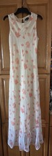 Vintage My Michelle Midi Dress Yellow/Pink Chiffon 7/8 Pencil Style