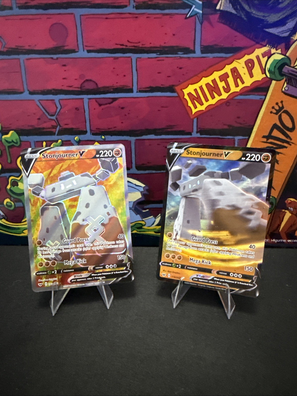 Pokémon TCG Stonjourner V 115 and Stonjourner V 193 Sword and Shield Set of 2 NM
