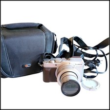 Panasonic Lumix DMC LX100 Digital Camera Silver Brown Case Charger 64GB Card