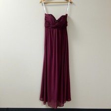 Davids Bridal Maroon/Burgundy Strapless A-Line Formal Prom Bridesmaid Dress Sz 8