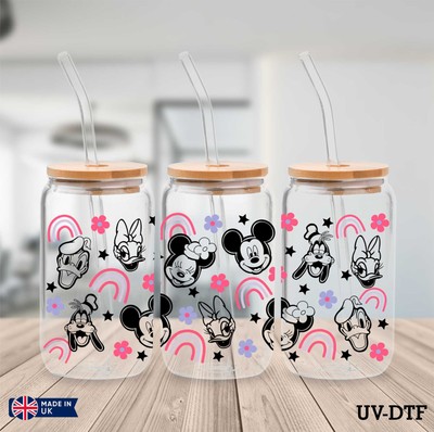 Mickey & Minnie Mouse UV DTF Aufkleber - 16 Unzen Libbey Dose Glasfolie yd345