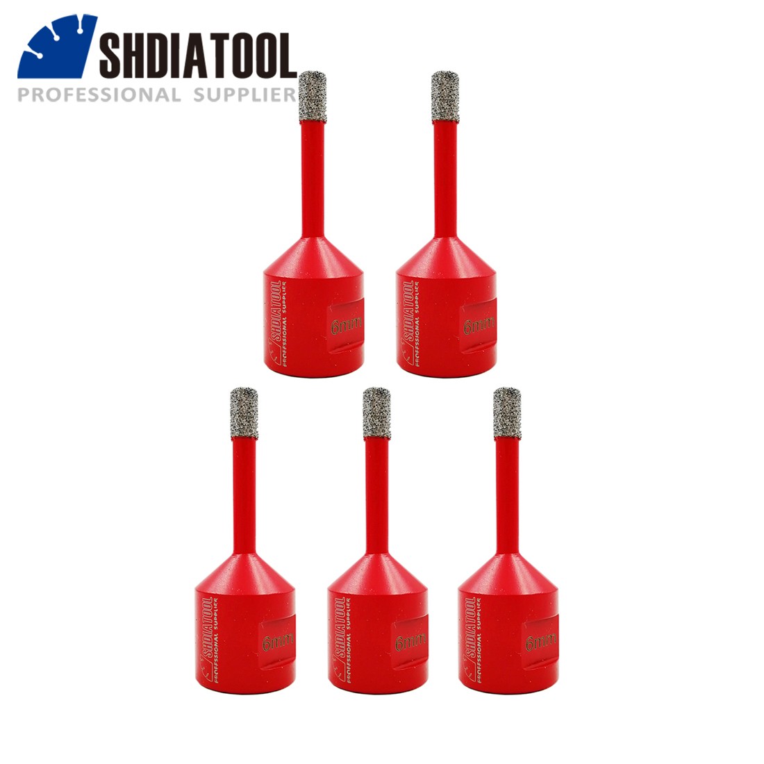 SHDIATOOL 5pcs 6mm Diamond Drill Bits Ceramic Granite Marble Dry Hole Saw Cutter