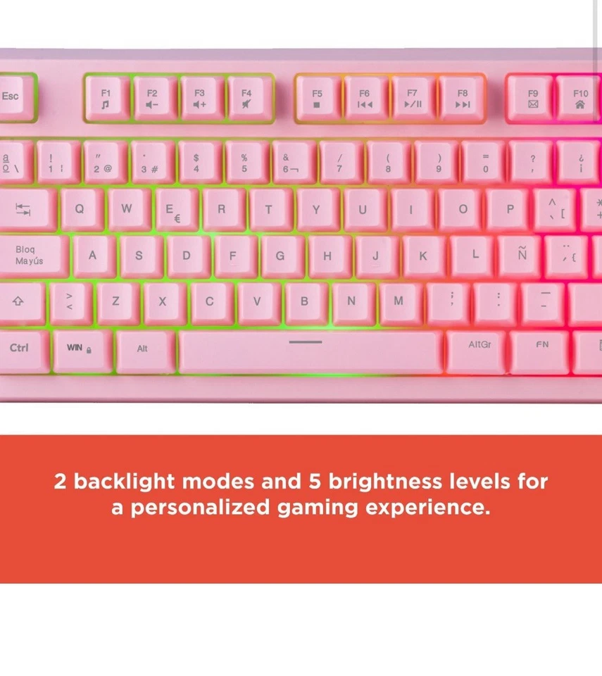RadioShack Pink RGB Multi-Function Backlit Gaming Keyboard - Brand New - Image 3 of 4