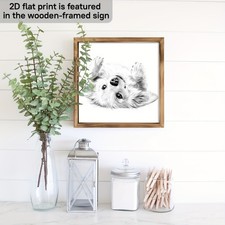 Neutral Puppy Drawing Wood Framed Sign Nursery Farmhouse Animal Wall Art Decor