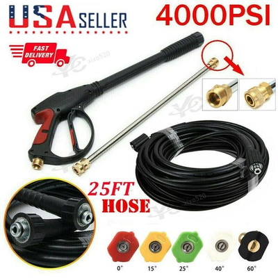 #ad 4000PSI High Pressure Power Washer Spray Gun Wand Lance Nozzle 25FT Hose Kit M22 $36.00