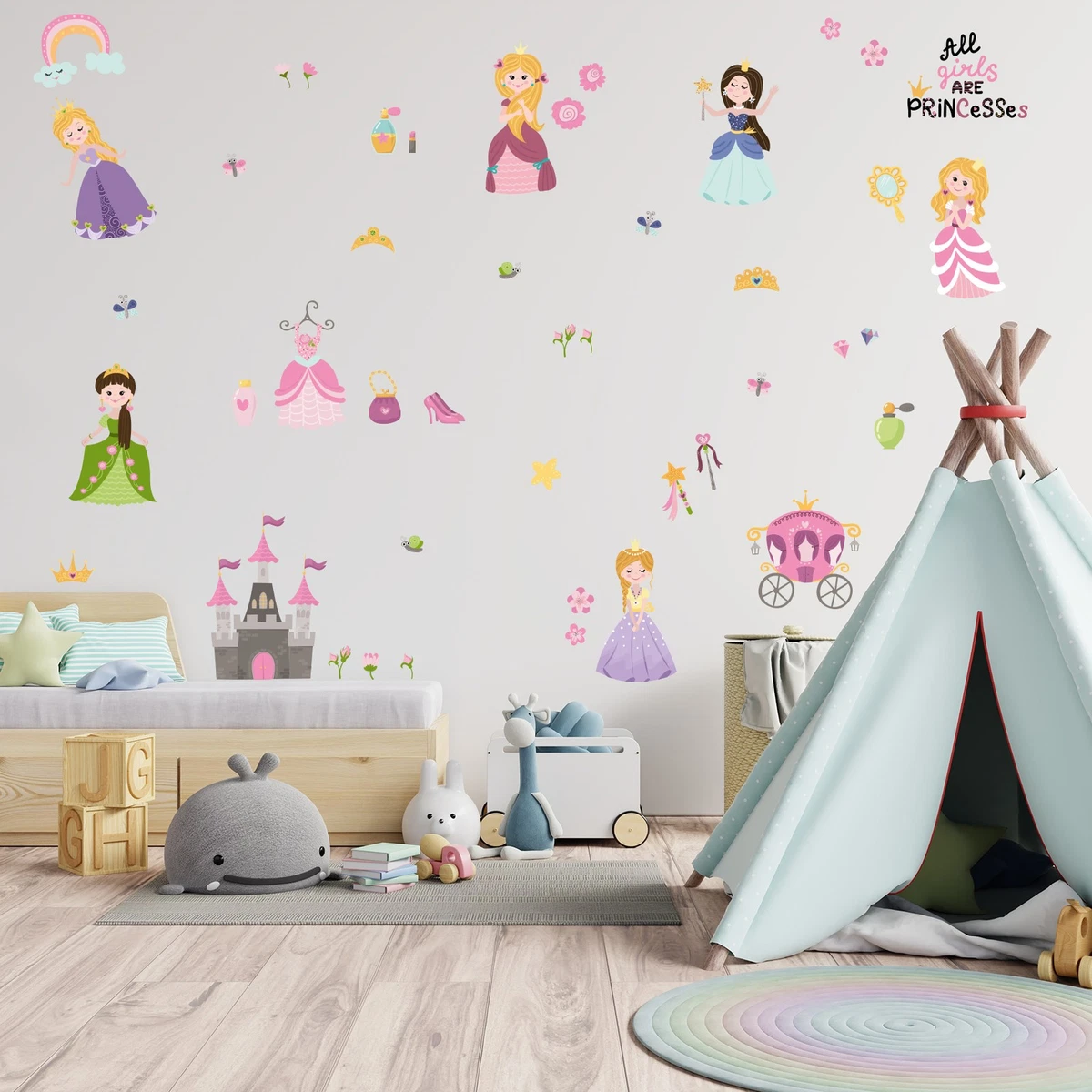 Wandtattoo Cinderella Aschenputtel Prinzessin Mit Zauberbaum Und Sterne