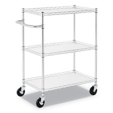 Alera ALESW333018SR 3-Shelf Wire Cart Silver 600 Lbs Capacity